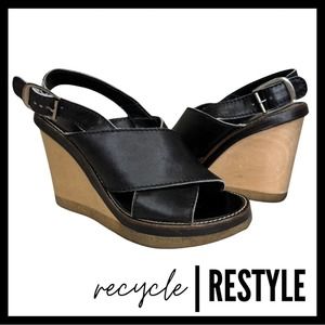 Chloe Leather Criss Cross Wedges in Brown